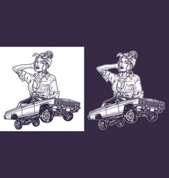 Lowrider Beauty Girl Monochrome Sticker