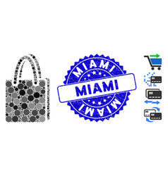 Collage Shopping Bag Icon With Textured Miami Seal