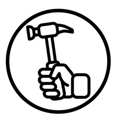 Hammer In Hand Flat Icon Isolated On White