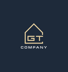 Initial Letter Gt Real Estate Logo With Simple