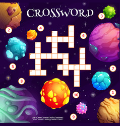 Cartoon Space Planets And Stars Crossword Grid