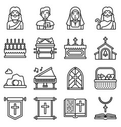 Holy Week Related Line Icon Set