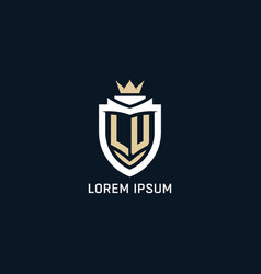 Initial Letter Lu Shield And Crown Logo Style