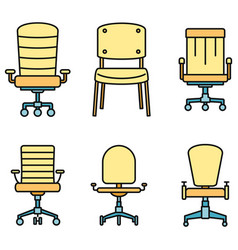 Modern Desk Chair Icons Set Color