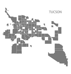 Tucson Arizona City Map With Neighborhoods Grey