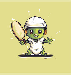 Cute Green Zombie Holding Baseball Bat Cartoon