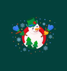 Snowman Greeting With Christmas Holiday