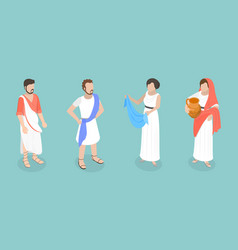 3d Isometric Flat Set Of Roman People