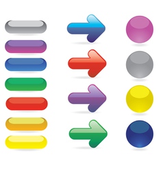 Glossy buttons set colorful halogen lamp banners Vector Image