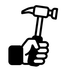 Hammer In Hand Flat Icon Isolated On White