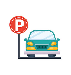 Green Car With Parking Signal