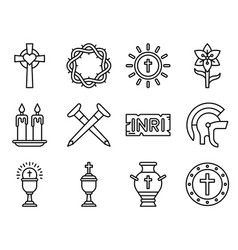 Holy Week Related Line Icon Set 4