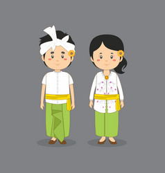 Couple Character Wearing Bali Traditional Dress