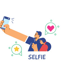 Couple Taking Selfie With Mobile Phone Flat