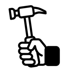 Hammer In Hand Flat Icon Isolated On White