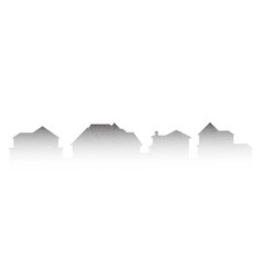 Neighborhood Houses Stipple Panoramic Landscape