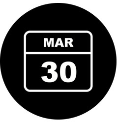 March 30th Date On A Single Day Calendar