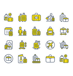 Baggage Line Icons Travel Bag Size Check Weight