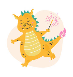 Fantasy Cute Dragon With Sparklers