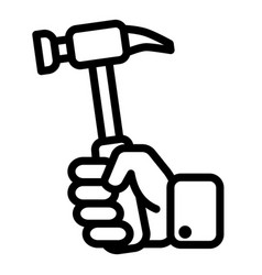 Hammer In Hand Flat Icon Isolated On White