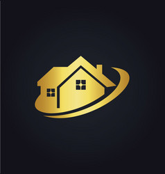 House icon business gold logo Royalty Free Vector Image