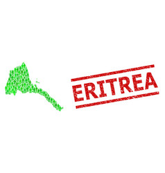 Scratched Eritrea Stamp Seal And Green People