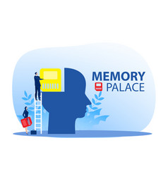 Business Man Character Put Memory Palace On Head