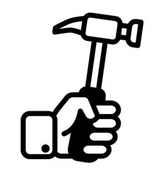 Hammer In Hand Flat Icon Isolated On White