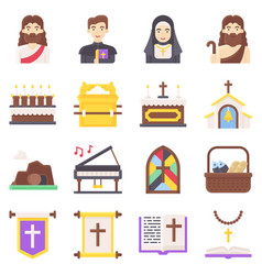 Holy Week Related Flat Icon Set