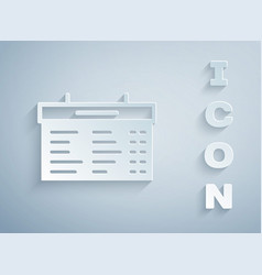 Paper Cut Train Station Board Icon Isolated