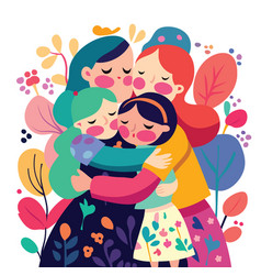 Whimsical Colorful Family Hug