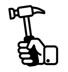 Hammer In Hand Flat Icon Isolated On White