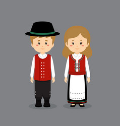 Couple Character Wearing Norway National Dress