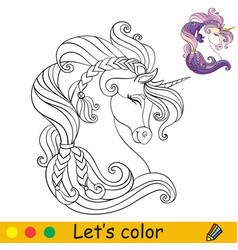 Cute Head Unicorn In Profile Coloring