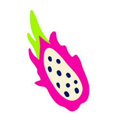 Half Of Pitaya Or Dragon Fruit In Doodle Style