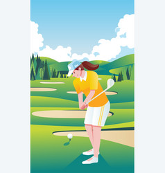 Poster Of Young Women Playing Golf In The Field