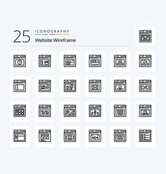 Website Wireframe 25 Line Icon Pack Including