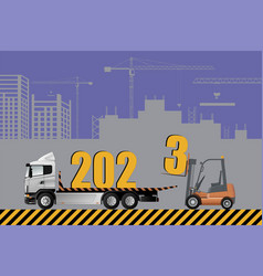 New Year Card 2023 Forklift Truck Loads