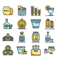 Whisky Icon Set Line Color