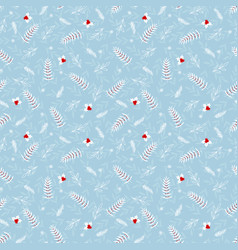 Seamless Christmas Pattern With Mistletoe Spruce