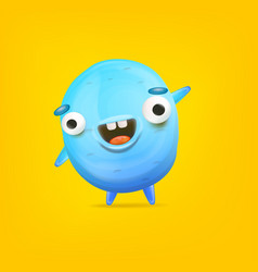 Cartoon Funny Blue Alien Monster Isolated