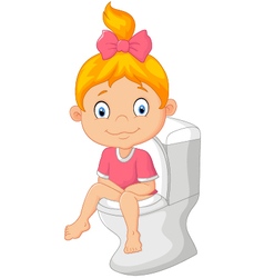 Little Girl Sitting On The Toilet