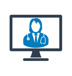 Online Doctor Icon Flat Style Eps