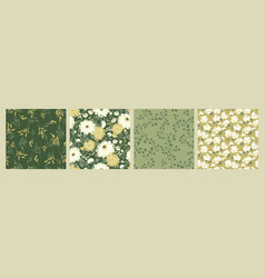 Abstract Floral Seamless Patterns With Chamomile