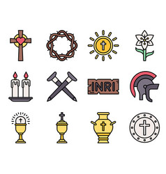 Holy Week Related Filled Icon Set 4