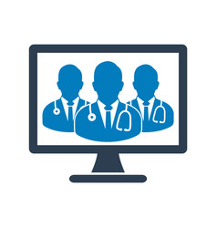 Online Medical Team Icon Flat Style Eps