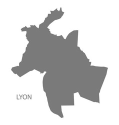 Lyon City Map Grey Silhouette Shape