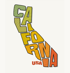 California With Name Distorted Into State Shape