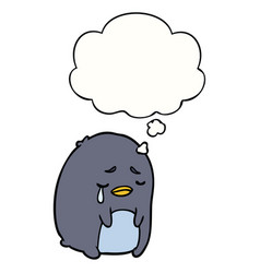 Cartoon Crying Penguin And Thought Bubble