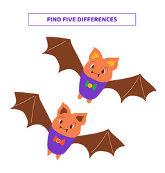 Find Five Differences Between Cartoon Bat